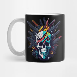 Colorful skull with fire and guns Mug